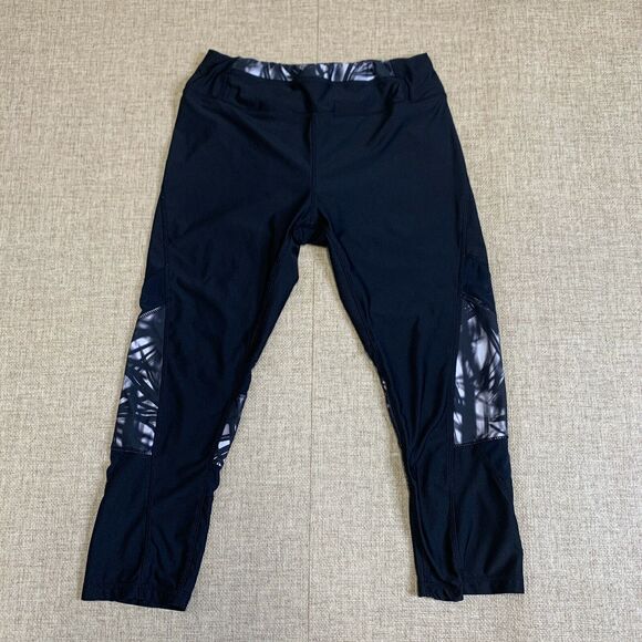 Kyodan women Black Floral Print Leggings Yoga Pants sz medium capris - Picture 2 of 9